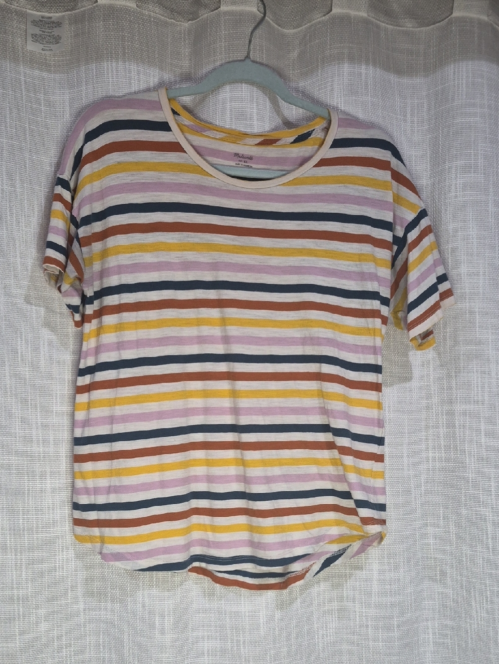 Madewell Striped Short-Sleeve Tee in Pink, Yellow, Orange, Navy, Brown, White